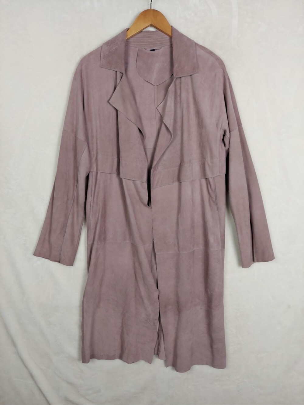Suede Trench Coat Medium Lavender 100% Lames Leather Linea Pelle Collection